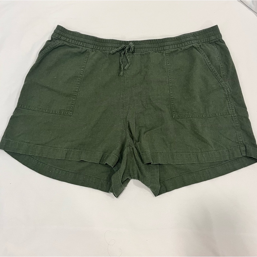 J. Crew, green linen shorts, size XL